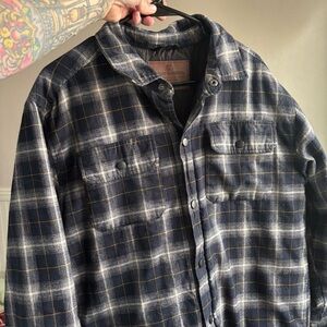 Blue and White Plaid Windbreaker Flannel
